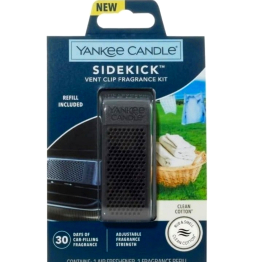 YANKEE CANDLE CLEAN COTTON SIDEKICK VENT DOT CAR  KIT BNWT SO 1 LEFT